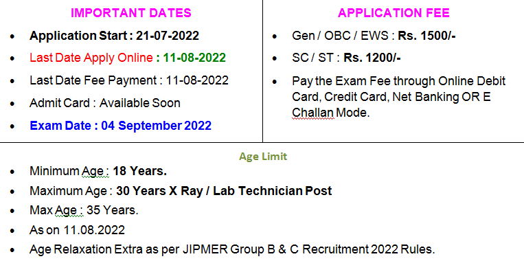 JIPMER-Group-B-C-Post-Online-Form-2022 Mysarkarijob